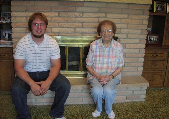 Taylor Grabanksi, a 23-year-old beginning farmer, and Rose Potulny, a 92-year-old landowner, in Walsh County, N.D