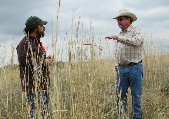 Christian Hagen, science adviser for LPCI, and Bill Barby (right), a Kansas rancher