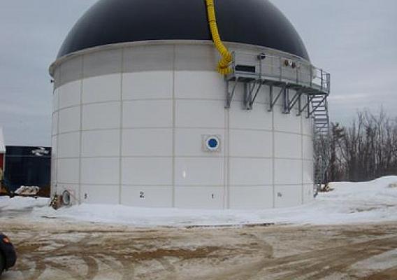 The anaerobic digester on the Jordan Dairy Farm in Rutland, Mass., funded through a loan guarantee from USDA Rural Development