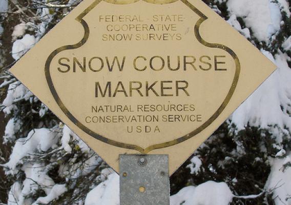 This sign is posted at all officials snow course sites.