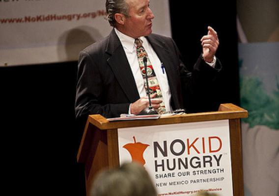 FNS Southwest Regional Administrator Bill Ludwig spoke at the press conference announcing the launch of Share Our Strength’s No Kid Hungry initiative in New Mexico on February 25. (Photo from Share Our Strength)