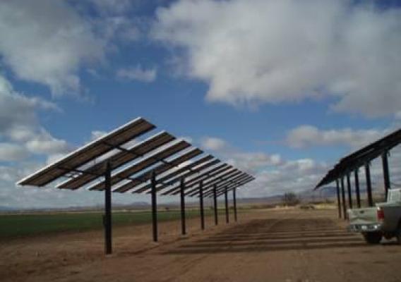Photovoltaic array at Harvey Allen’s Well Service in Elfrida, Arizona.