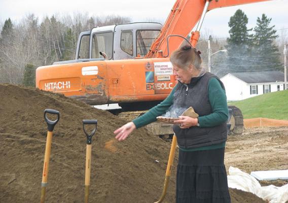 Houlton Band of Maliseet Indians Tribal Member Dayna Boyce  performs a sacred blessing over the Maliseet tribal land. This is the site of the Tribes future  Health Center.