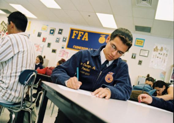During National Agriculture Week, agriculture groups are coming together to recognize and promote agriculture's numerous contributions to America. This images represents a "Census at School" project.  This is an interactive program for FFA members to access and analyze data from around the world.
