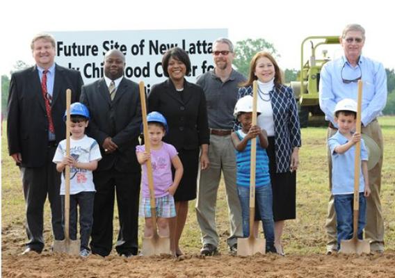 State Director Vernita F. Dore, and Tammye Treviño, Administrator for Housing and Community Facilities Programs at the Latta Groundbreaking. The schoolchildren pictured above will be the first class in the new pre-kindergarten through second-grade facility in Latta, South Carolina. (U.S. Department of Agriculture)