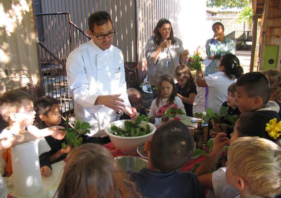 Chef John Tesar demonstrates how to make a salad with greens grown at Stonewall Garden.
