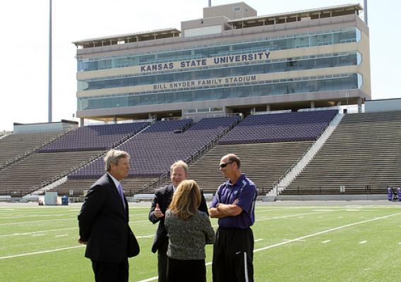Agriculture Secretary Tom Vilsack visits the Bill Snyder Family Football Stadium at Kansas State University, in Manhattan, KS, on Tuesday, April 10, 2012. USDA Photo by Jessica Bowser.