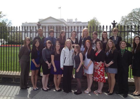 4-H student presenters check out the White House following their meeting.