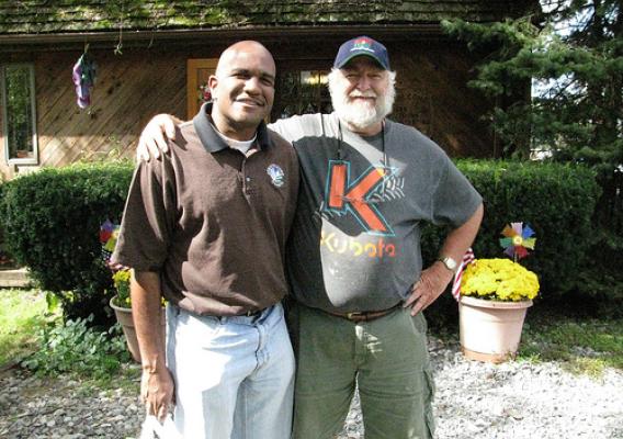 Troy Joshua (left) visited Matty Matarazzo’s (right) farm. Matarazzo owns and operates the Four Sisters Winery in Belvidere, N.J.