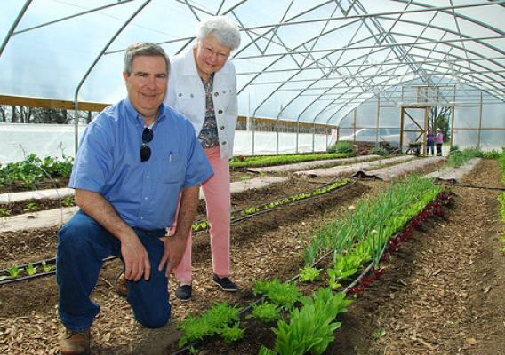 The Share the Harvest Food Pantry uses a seasonal high tunnel to grow fresh fruits and vegetables for people in need.