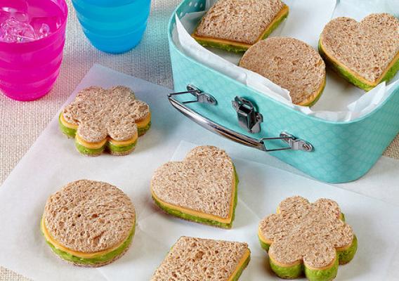 Fun-Shaped Mini Hass Avocado and Cheese Sandwiches make eating nutritious avocados fun. 