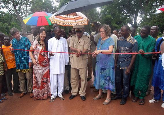 Officials inaugurate the first renovated road funded by USDA in Laty, Senegal.