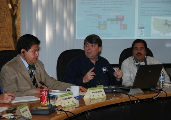 NASS Statistics Division Director Joe Prusacki (center) collaborates with members of the North American Tripartite Committee on Agricultural Statistics to standardize agricultural data across the United States, Mexico and Canada. 