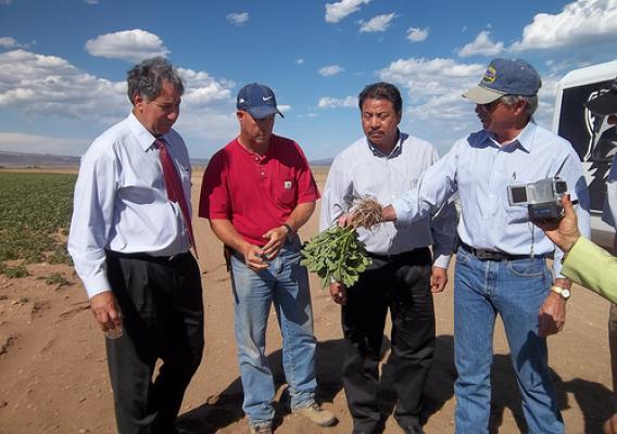 Under Secretary Ed Avalos, Monte Smith, Colorado potato grower, Jose Luis Vitela Mijares, produce buyer, Soriana, Mexico and Commissioner John Salazar, Colorado Department of Agriculture.