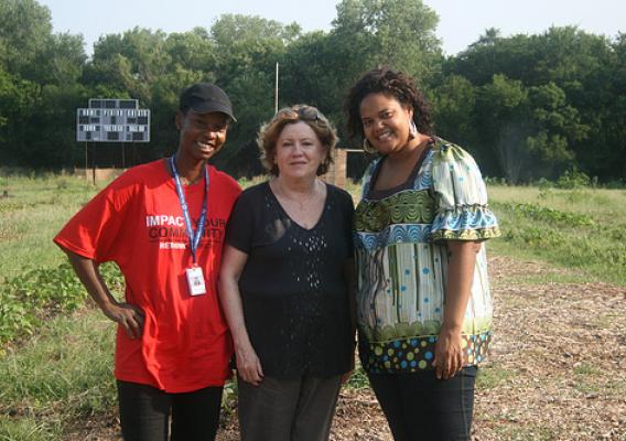 Pictured, from left to right: student Barbara Clark Franklin; USDA Risk Management Agency Associate Administrator Barbara Leach; and Elizabeth Wattley, Director of Servant Leadership at Paul Quinn College
