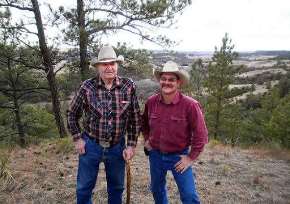 Roy and Steve Breuklander on Sunny Brook Ranch in Niobrara Valley, Nebraska.