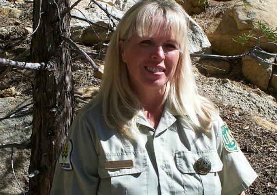 Jana Desrocher is one of about 75 members of the Forest Service Volunteer Association on the San Bernardino National Forest.