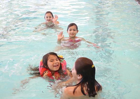 As part of the Diabetes Prevention Program, kids enjoy two hours of swimming before lunch.