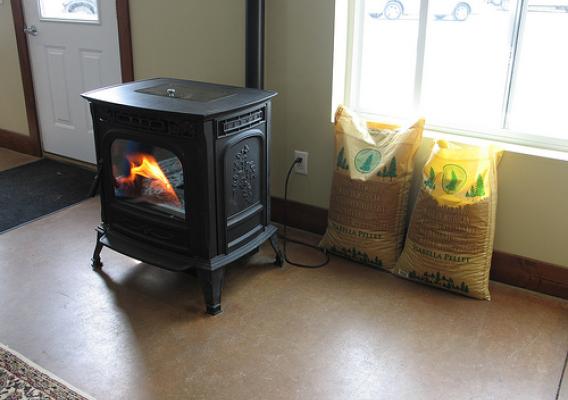 Isabella Pellets at work:  A wood stove burns brightly with plenty of pellets