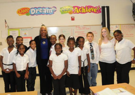 Audrey Rowe, Food and Nutrition Service Administrator, talked about the importance of healthy food habits to one of Baker County K-12 School’s 5th grade classes, who dress for success every week in preparation to win the future, on August 18, 2011, in Newton, Ga. 