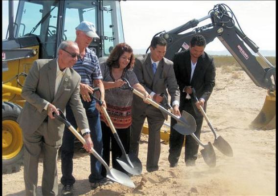 Participating in the Lower Valley Water District Groundbreaking Ceremony were (left to right) USDA Rural Development Texas State Director Paco Valentin, Lower Valley Water District Director Warren Jorgensen, Lower Valley Water District Director Gina Cordero, Lower Valley Water District General Manager David Carrasco, Commissioner Precinct 3 Willie Gandara, Jr.