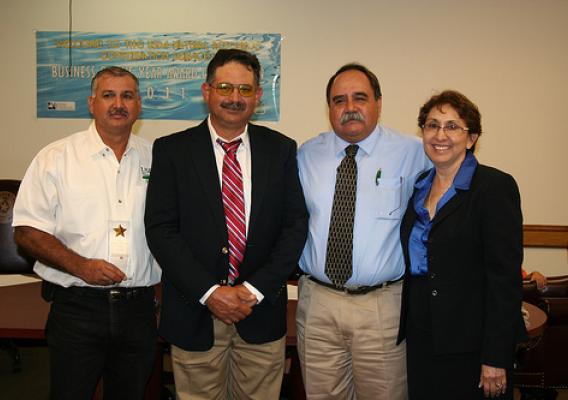 (L to R) Arturo Ibarra, NRCS district conservationist in Willacy County; Roel Guerra, NRCS soil conservation technician in Rio Grande City; Tomas Dominguez, NRCS ASTC for field operations in Zone 3; and Becky Soto, employment assistance manager for the State of Texas DARS/DBS.(L to R) Arturo Ibarra, NRCS district conservationist in Willacy County; Roel Guerra, NRCS soil conservation technician in Rio Grande City; Tomas Dominguez, NRCS ASTC for field operations in Zone 3; and Becky Soto, employment assistanc