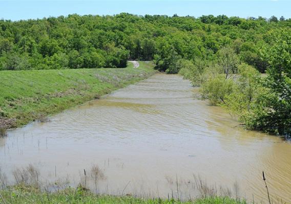 Prairie Grove dam helps reduce flooding of Muddy Fork Creek along the western edge of Prairie Grove. 