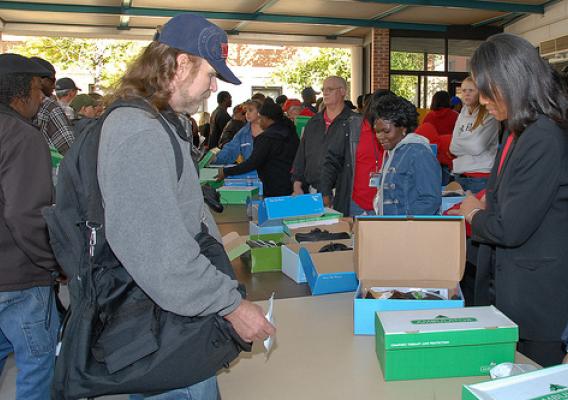 The over 670 veterans who attended the event received new shoes and other aid. 