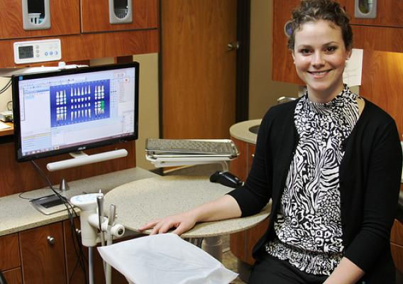 Dr. Julee Kingsley, dentist, practices out of a building in Elgin, Minn., financed with a USDA Rural Development Community Facilities loan. Dr. Kingsley grew up in Elgin, and returned to her home town to work after graduation.  