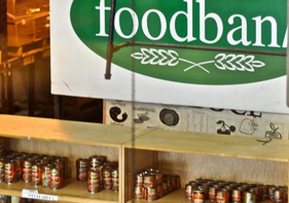 Shelves of food at the Capital Area Food Bank in Washington, DC.  The food bank has seen a 25 percent increase in demand since the start of the recession three years ago. Photo courtesy Geoff Livingston.