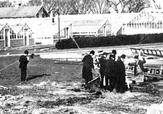 Photo courtesy of the U.S. National Arboretum – Inspection of original shipment of cherry trees in January 1910