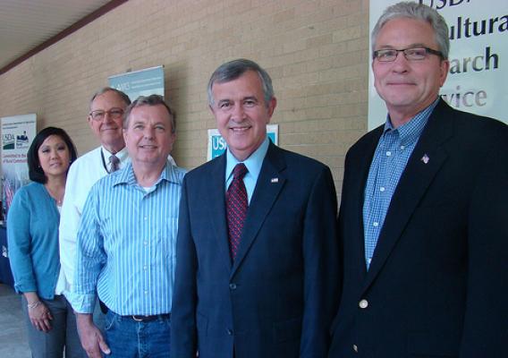 Senator and former Secretary of Agriculture Mike Johanns (second from right) at an event commemorating the 150th Anniversary of the creation of USDA.  
