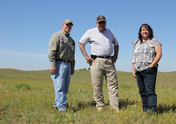 Ranchers who are protecting the lesser prairie-chicken while improving their operations: Tom Turner (left), Glen Mull, and Amy Harter.