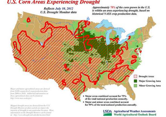 U.S. Corn Areas Experiencing Drought. Reflects July 10, 2012 U.S.
