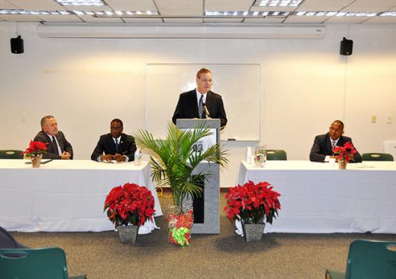 Billy Barker, Office of Congressman Mike McIntyre, Dr. Lawrence Rouse, President of James Sprunt Community College, Randall Gore, State Director
