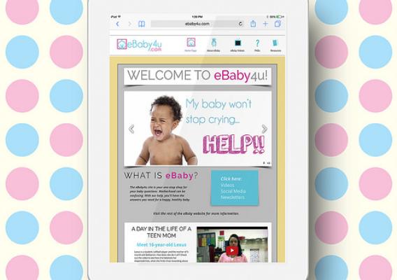 The eBaby4U homepage on an iPad