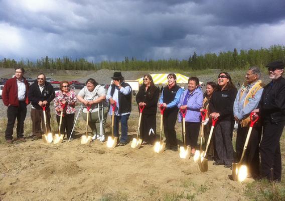 Members of the community stand “shovel ready” at the Tazlina groundbreaking. (Photo by Rural Development State Director Jim Nordlund)
