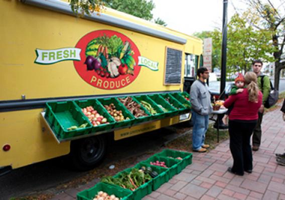 The Greensgrow Farms mobile food delivery system.  With the help of an FMPP grant, Greensgrow Farms has used this truck to supply residents of the Camden/Philadelphia area with fresh, healthy, affordable foods. (Photo courtesy of Greensgrow Farms)