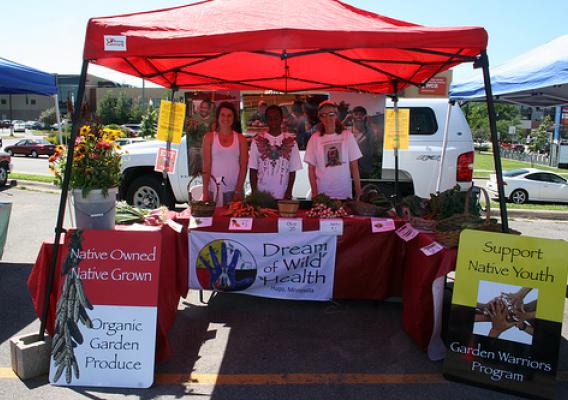 Dream of Wild Health farmers market stand is part of a program connecting Native people with indigenous foods and medicines. For many communities, farmers markets are playing a pivotal role in maintaining and enabling cultural ties. Photo courtesy Dream of Wild Health