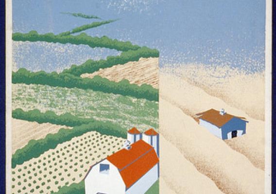 A Dust Bowl era poster urged farmers to plant windbreaks.