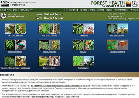 The Forest Health Advisory System screenshot