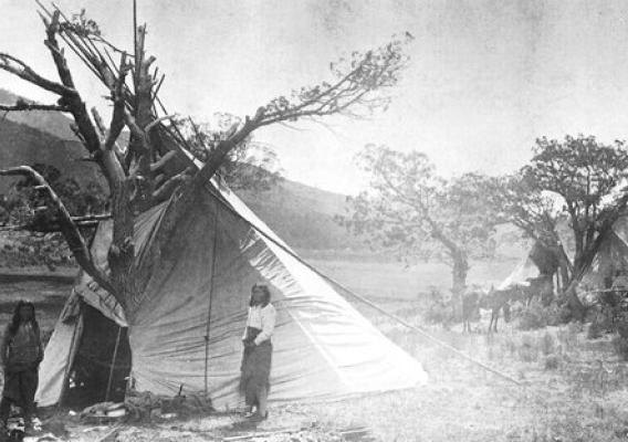 Wickiups, conical-shape dwellings used by the Ute Mountain Ute Tribe of southwestern Colorado, are still in use for ceremonial purposes. This photo shows a leaner Ute tipi from the 1870-1880s. The U.S. Forest Service’s Rocky Mountain Region partnered with the Dominguez Archaeological Research Group as part of the Region’s mission focus on historic and cultural preservation goals. (Photo courtesy of Curtis Martin, Dominguez Archaeological Research Group)