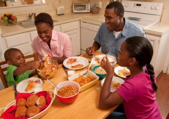 Make meal time a family time by focusing on the meal and each other.