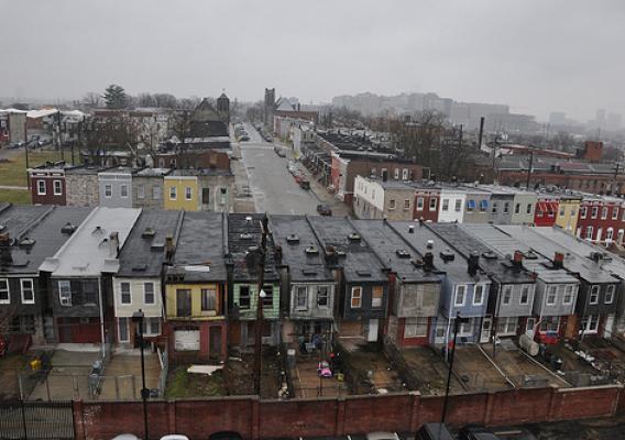 Baltimore’s Oliver Neighborhood is a mix of occupied and abandoned rowhouses. The U.S. Forest Service is working with partners to host the Carbon Challenge green building design contest, promoting sustainable and livable neighborhoods in Baltimore and Providence, R.I. (L.F. Chambers, U.S. Forest Service photo)