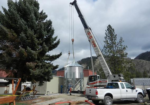 Work in progress on the Mineral Hospital Biomass Generator in Superior, Montana. Photo provided by Mineral Community Hospital