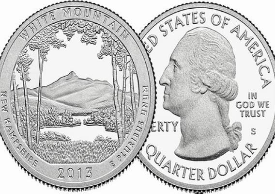 The U.S. Mint released a quarter honoring the White Mountain National Forest that covers approximately 750,852 acres in the northeastern U.S.
