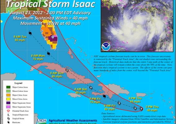 Tropical Storm Isaac as of August 23 at 2pm EDT. 