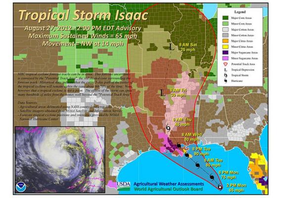Tropical Storm Isaac - August 27, 2012 as of 2pm EDT