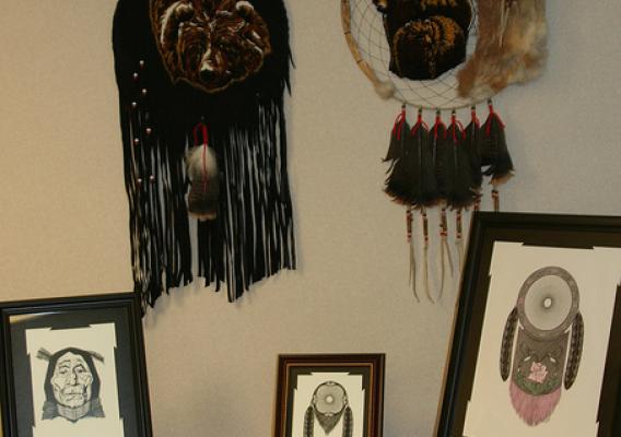 Native American items on display for Native American Heritage Month in South Dakota.