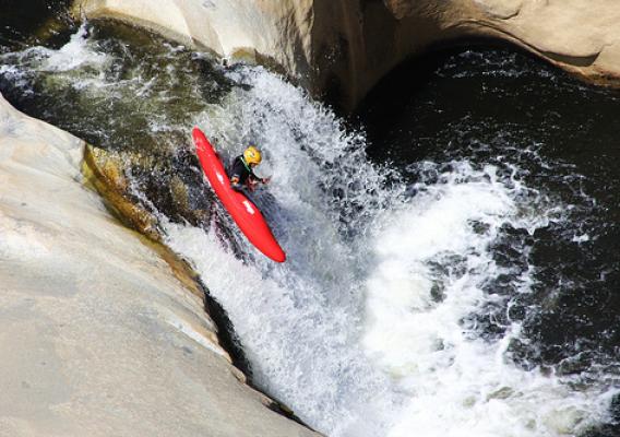 A kayaker maneuvers the Seven Teacups on the Kern River in the Sequoia National Forest.  The photo won Glen Maki a trip for four, and his photo will be on the 2013 Federal Recreation Lands Pass. (Photo courtesy Glen Maki)